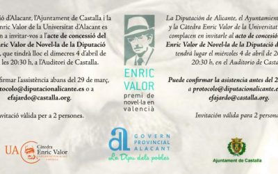 Castalla, localidad natal de Enric Valor, acoge mañana la gala de entrega del galardón que convoca anualmente la Diputación de Alicante
