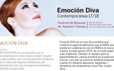 El ADDA acoge el “Emoción Diva’18” dedicado a las creadoras con estrenos absolutos y primeras figuras del panorama musical