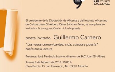 El Instituto de Cultura Juan Gil-Albert reanuda con Guillermo Carnero el ciclo poético ‘Alimentando Lluvias’