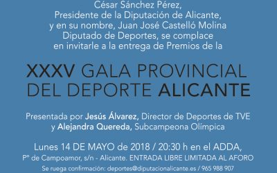 El ADDA acogerá el lunes 14 de mayo la gala de entrega de los XXXV Premios Provinciales del Deporte