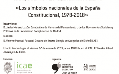 El Instituto Gil-Albert organiza un coloquio en Elche para analizar los símbolos nacionales de la España constitucional