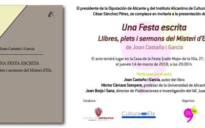 El IAC Juan Gil-Albert presenta un nuevo libro sobre el Misteri d’Elx a cargo del especialista Joan Castaño