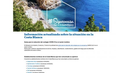El Patronato Costa Blanca activa en su web un apartado con información de los establecimientos turísticos de la provincia abiertos al público